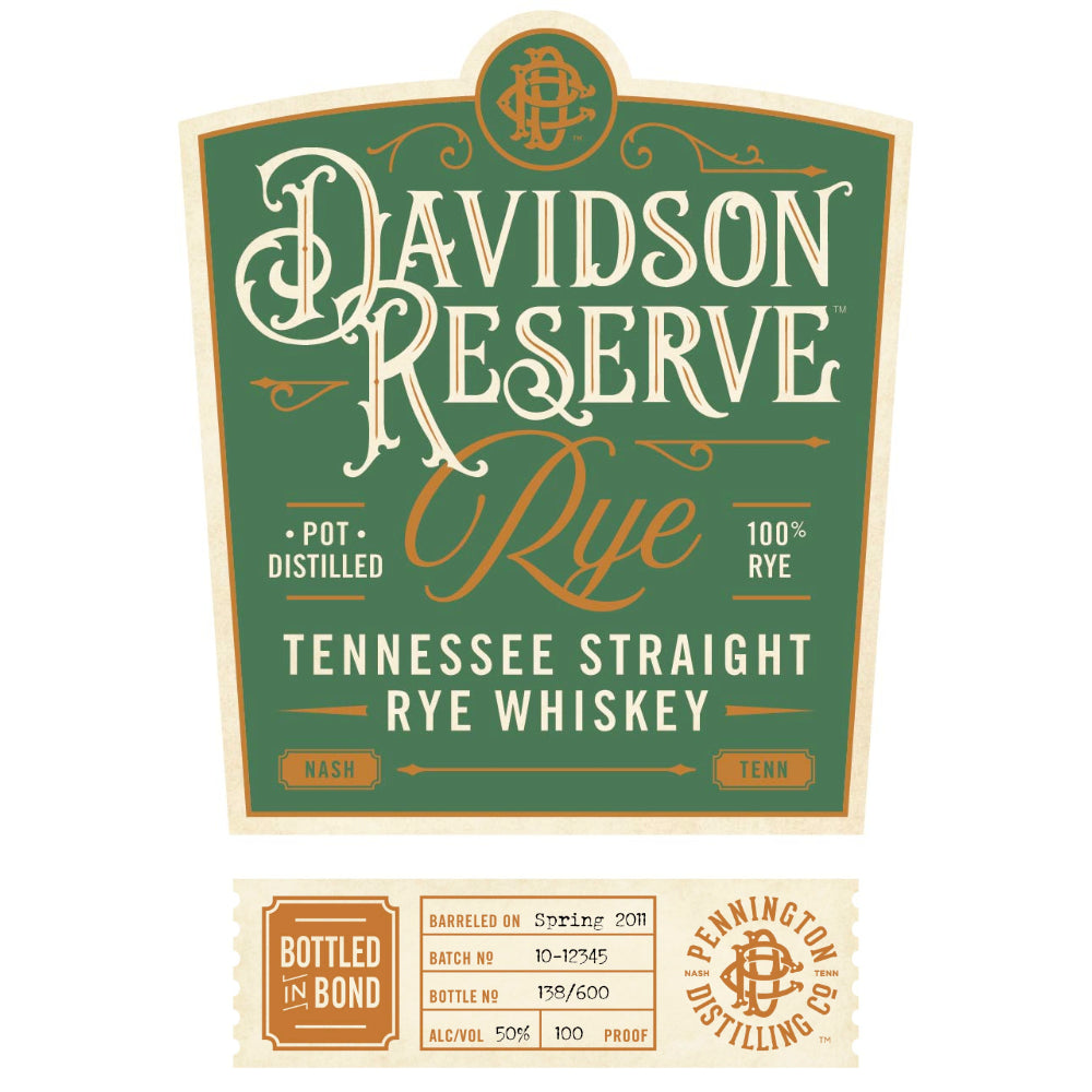 Davidson Reserve 6 Year Old Bottled in Bond Rye