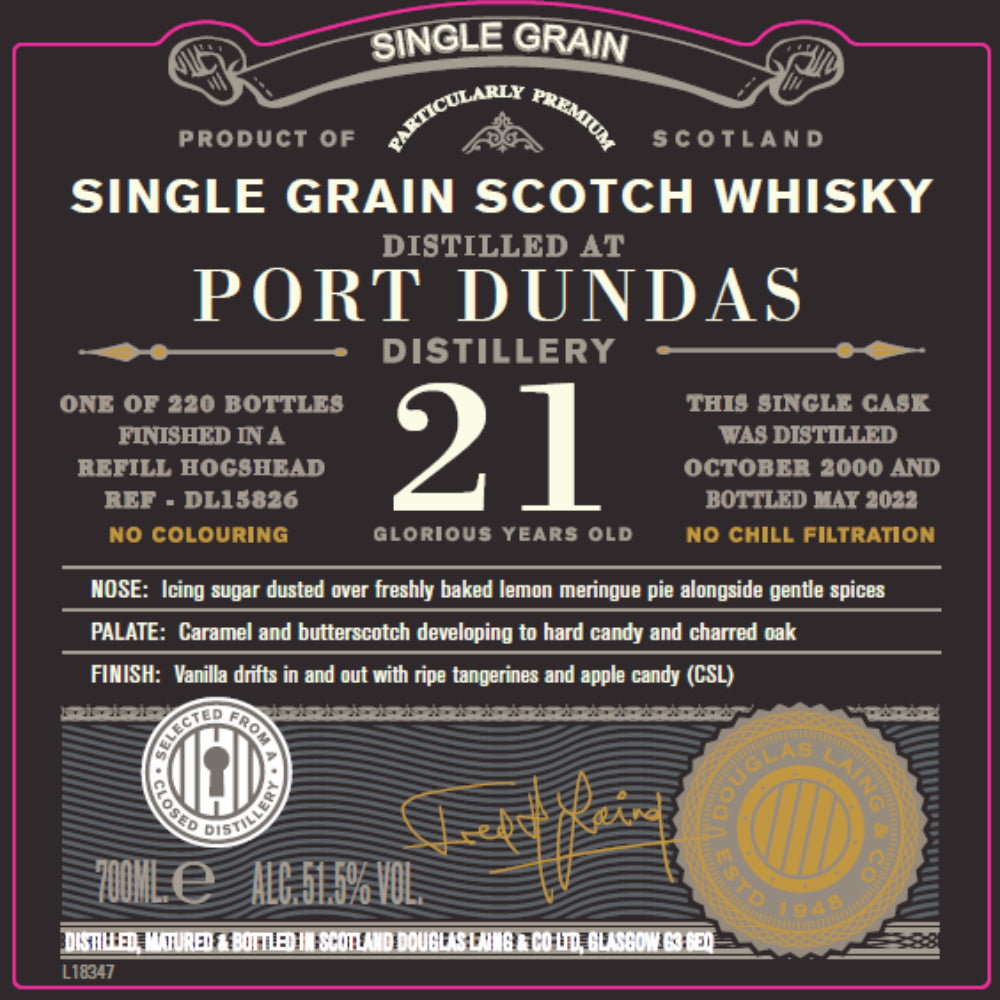 Douglas Laing Old Particular Single Grain Port Dundas 21 Year Old