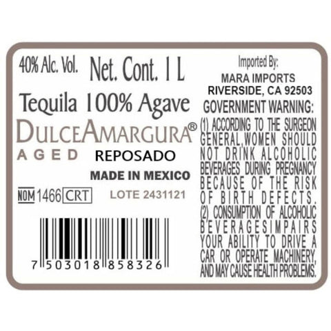 Dulce Amargura Aged Reposado 1L