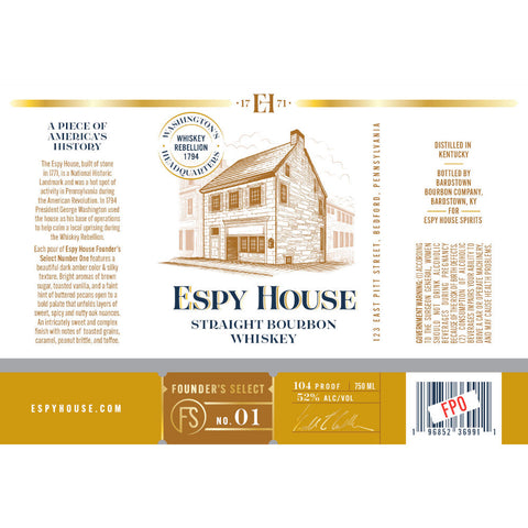 Espy House Founder’s Select No. 01 Straight Bourbon