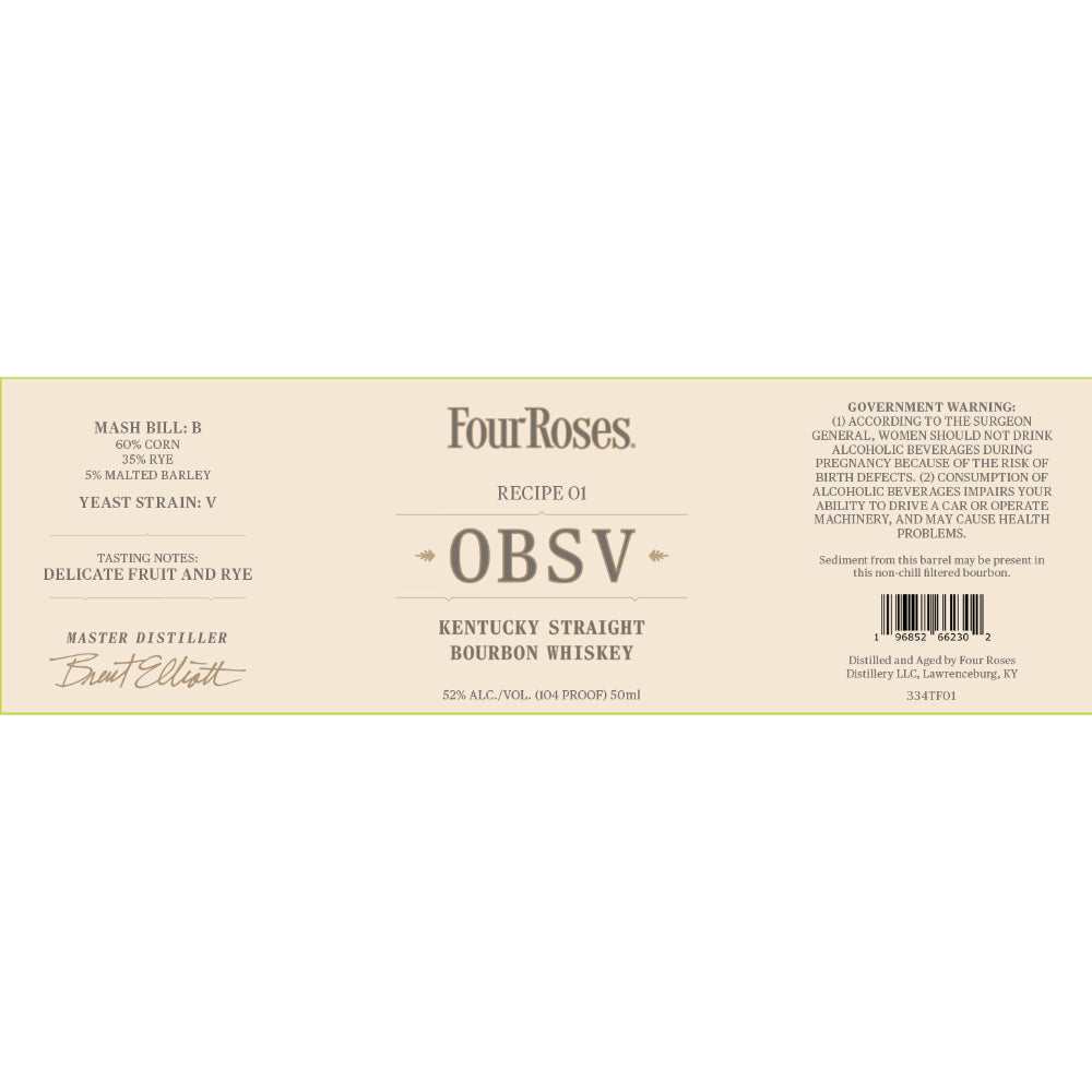 Four Roses Recipe 01 OBSV Kentucky Straight Bourbon