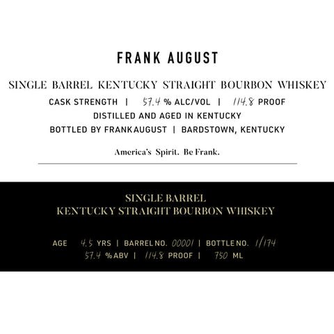 Frank August 4.5 Year Old Single Barrel Bourbon