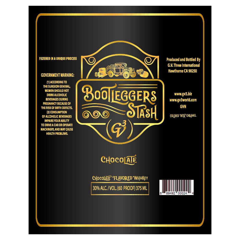 GV3 Bootleggers Stash Chocolate Flavored Whiskey 375mL