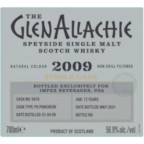 GlenAllachie 2009 12 Year Old PX Puncheon Single Cask #5876