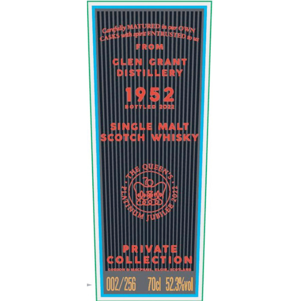 Gordon & Macphail Glen Grant 1952 Queen’s Platinum Jubilee 70 Year Old