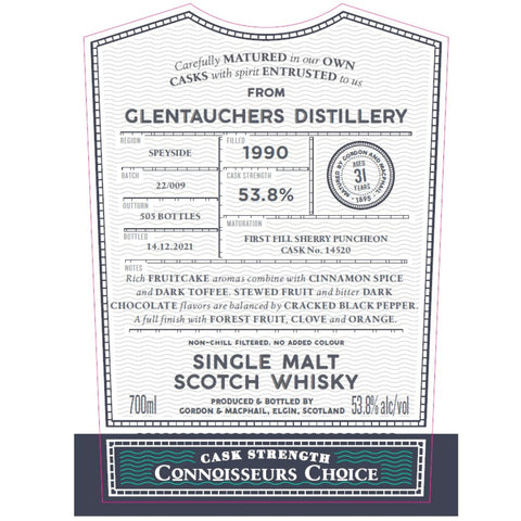 Gordon and Macphail Glentauchers 31 Year Old Connoisseurs Choice