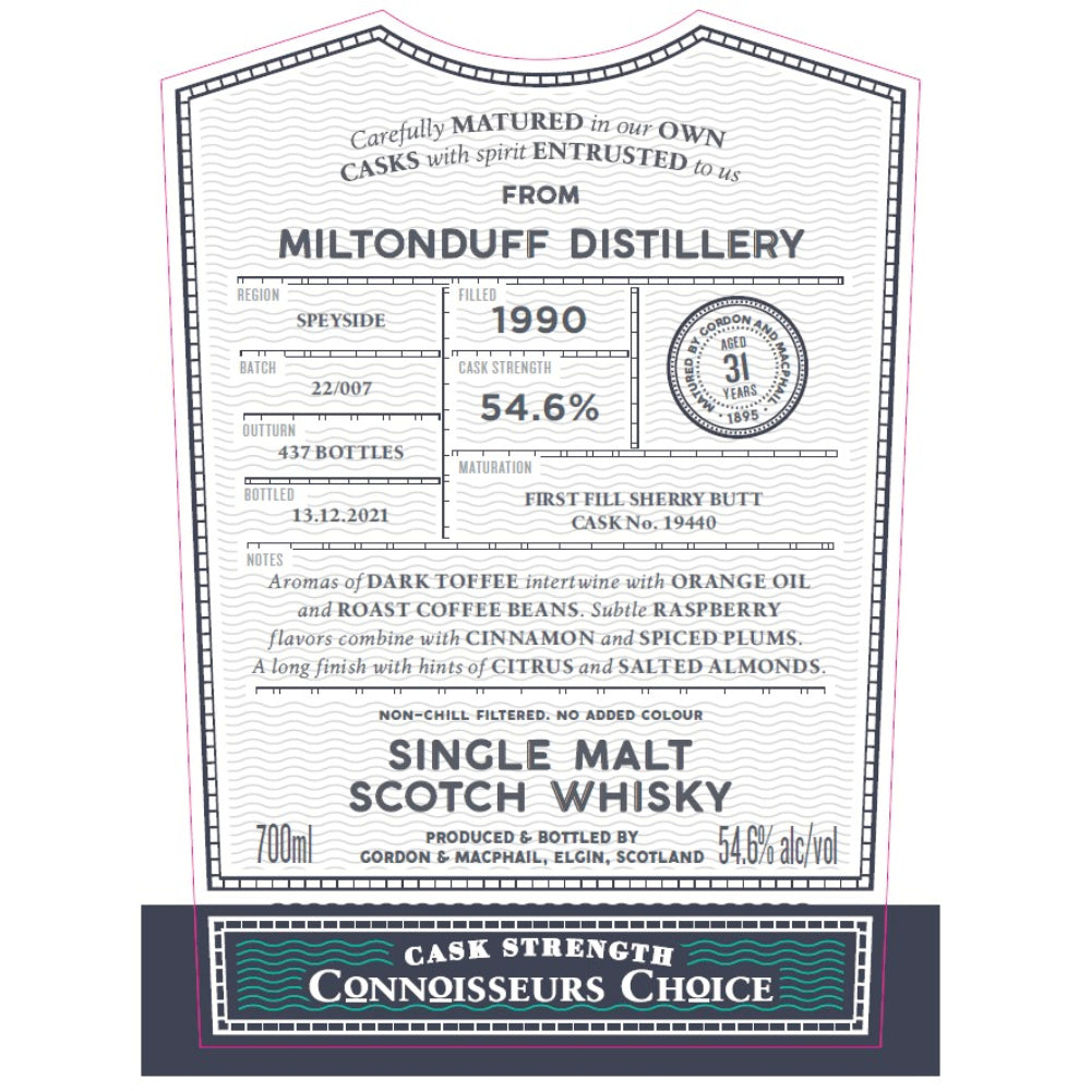 Gordon and Macphail Miltonduff 31 Year Old Connoisseurs Choice