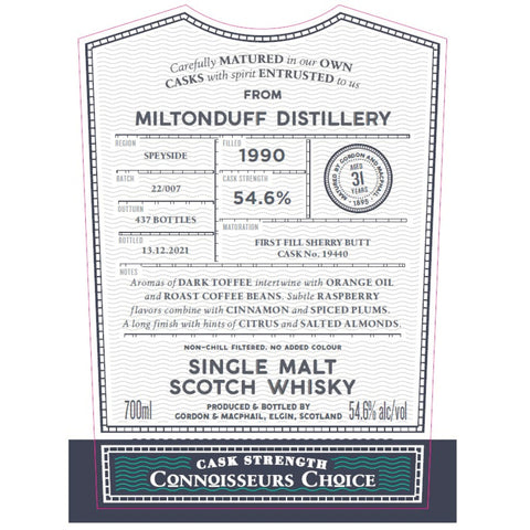 Gordon and Macphail Miltonduff 31 Year Old Connoisseurs Choice