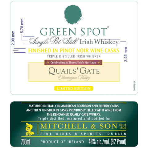 Green Spot Quail's Gate Limited Edition Irish Whiskey