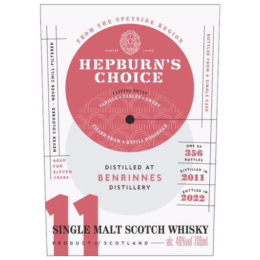 Hepburn’s Choice 11 Year Old Benrinnes Single Malt Scotch