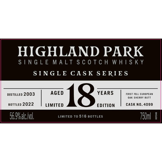 Highland Park Single Cask Series 18 Year Old