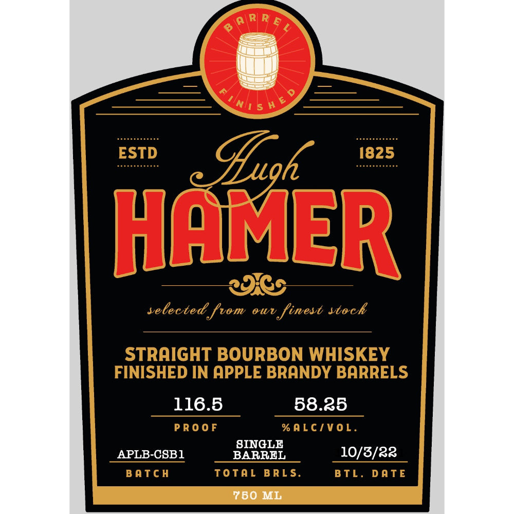 Hugh Hamer Single Barrel Bourbon Finished in Apple Brandy Barrels