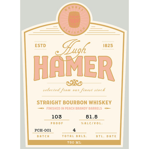 Hugh Hamer Straight Bourbon Finished In Peach Brandy Barrels