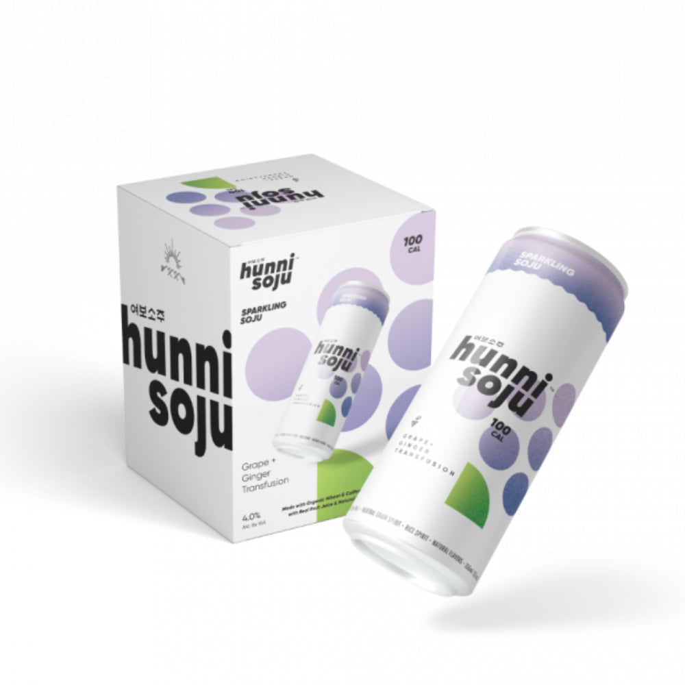 Hunni Soju Grape + Ginger Transfusion Sparkling Soju 4pk