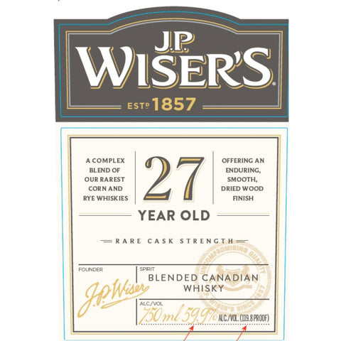 J.P. Wiser’s 27 Year Old Rare Cask Strength Blended Canadian Whisky