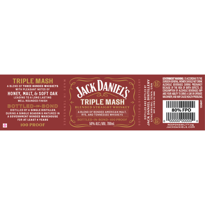 Jack Daniel’s Triple Mash Bottled in Bond Blended Straight Whiskey (1 Liter)