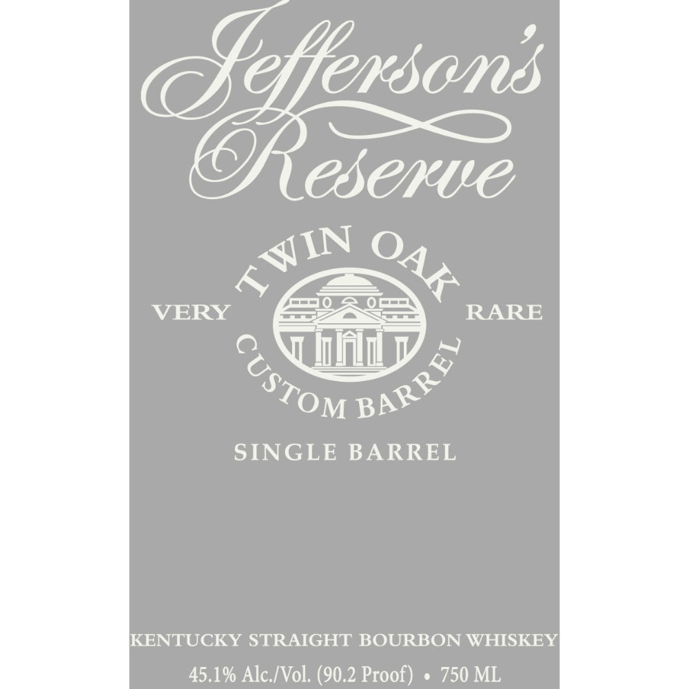 Jefferson’s Reserve Single Barrel Twin Oak Custom Barrel Bourbon