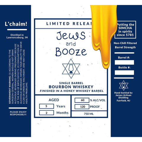 Jews and Booze Honey Whiskey Barrel Finished Bourbon