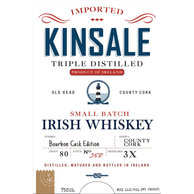 Kinsale Bourbon Cask Irish Whiskey