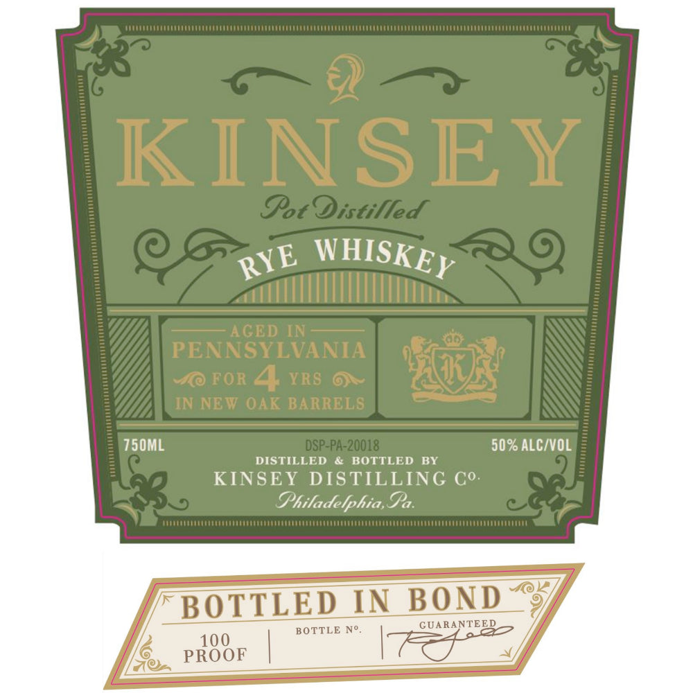 Kinsey 4 Year Old Bottled in Bond Rye Whiskey