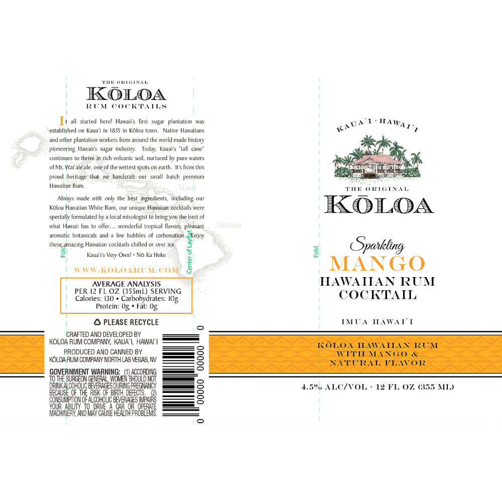 Kōloa Sparkling Mango Hawaiian Rum Cocktail 4pk