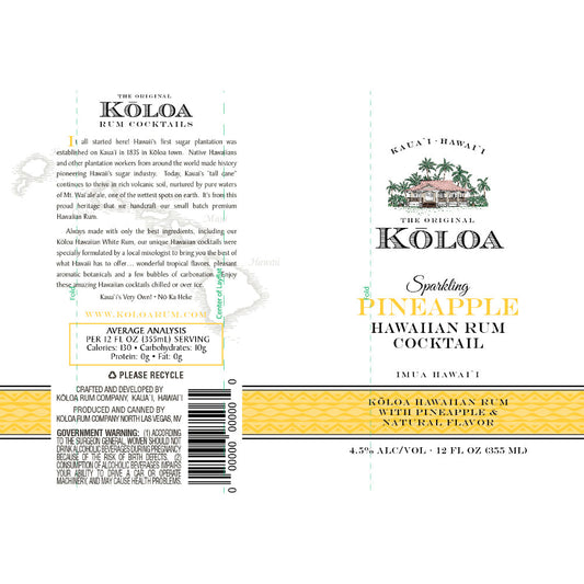 Kōloa Sparkling Pineapple Hawaiian Rum Cocktail 4pk