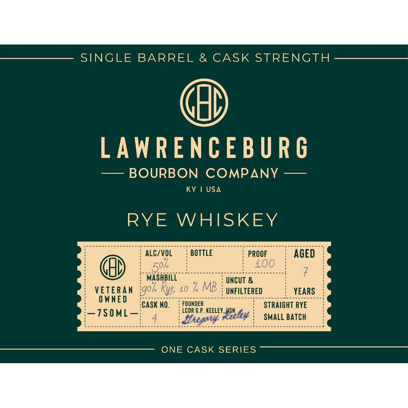 Lawrenceburg Bourbon Company One Cask Series Rye Whiskey
