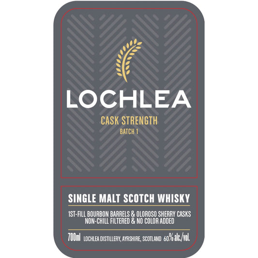 Lochlea Cask Strength Batch 1 Single Malt Scotch