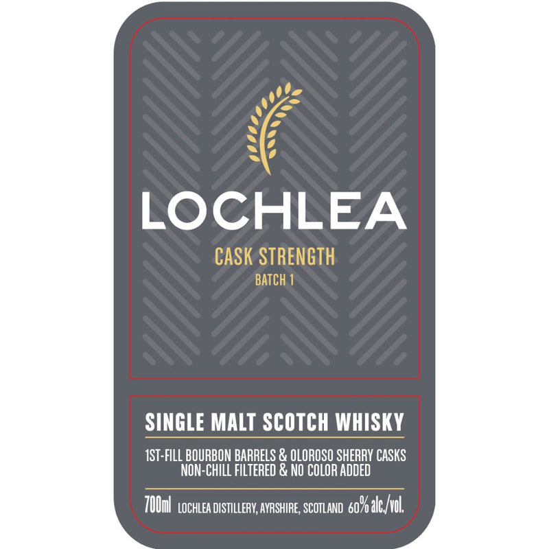 Lochlea Cask Strength Batch 1 Single Malt Scotch