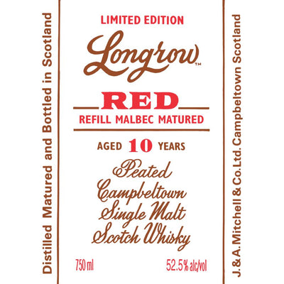 Longrow Red 10 Year Old Refill Malbec Matured