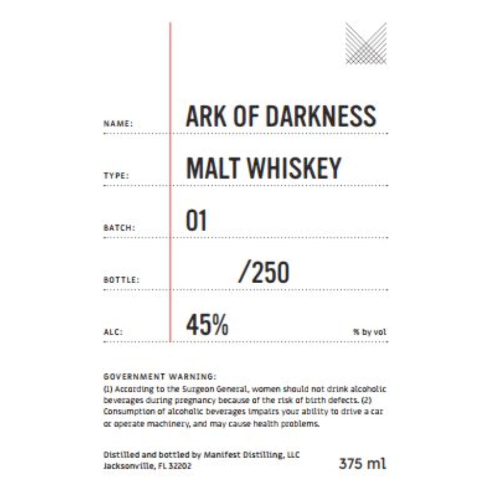 Manifest Distilling Ark of Darkness Malt Whiskey