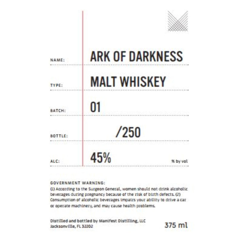 Manifest Distilling Ark of Darkness Malt Whiskey