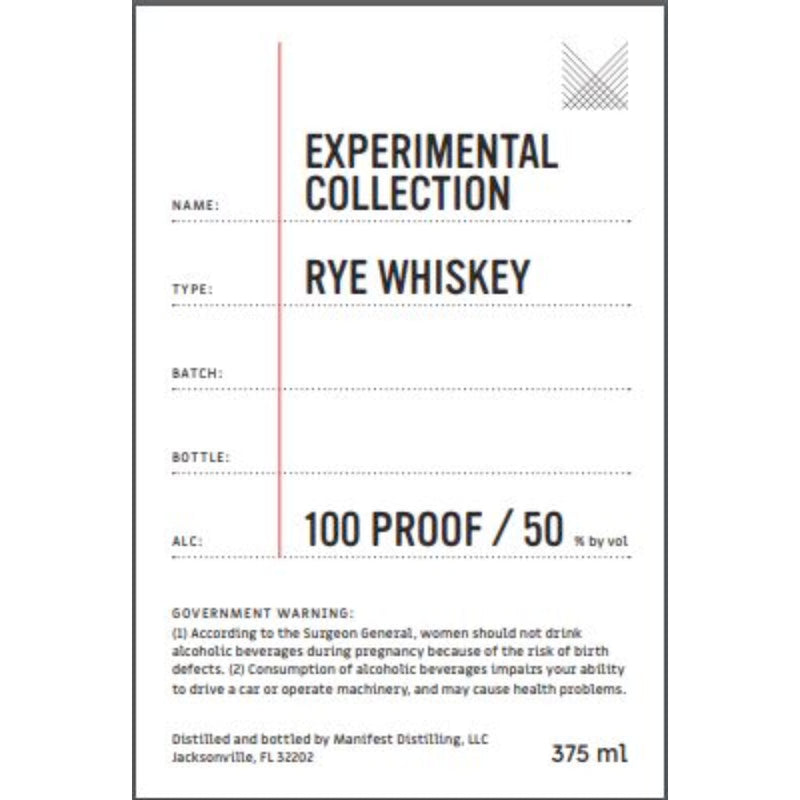 Manifest Distilling Experimental Collection Rye Whiskey