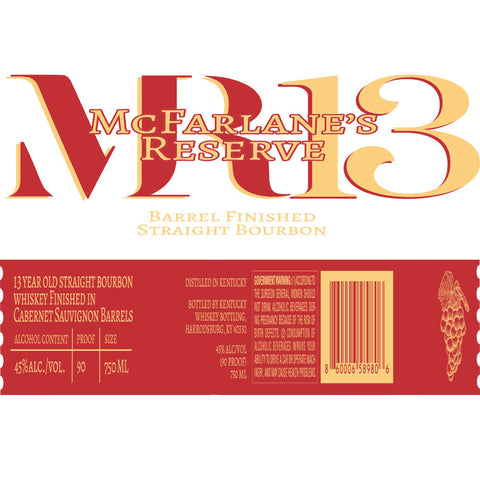 McFarlane’s Reserve 13 Year Bourbon Finished in Cabernet Sauvignon Barrels