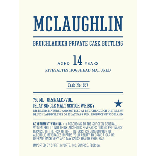 Mclaughlin Bruichladdich Private Cask No. 867