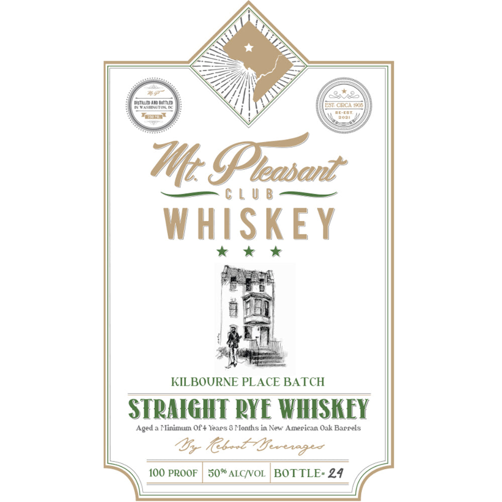 Mt. Pleasant Club Whiskey Kilbourne Place Batch Straight Rye