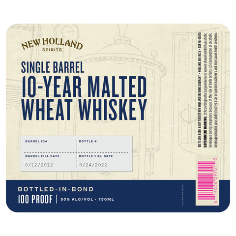 New Holland 10 Year Malted Wheat Whiskey Bottled in Bond