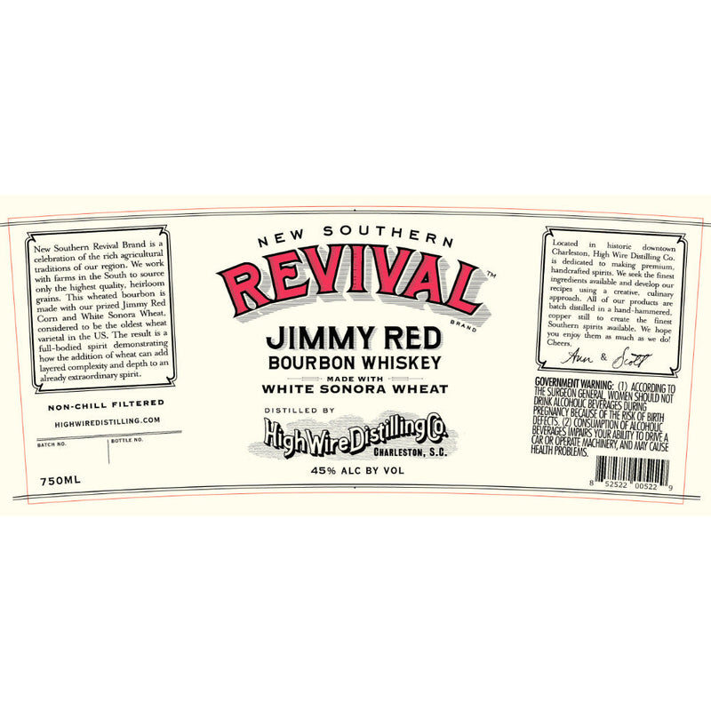 New Southern Revival Jimmy Red Bourbon Made With White Sonora Wheat