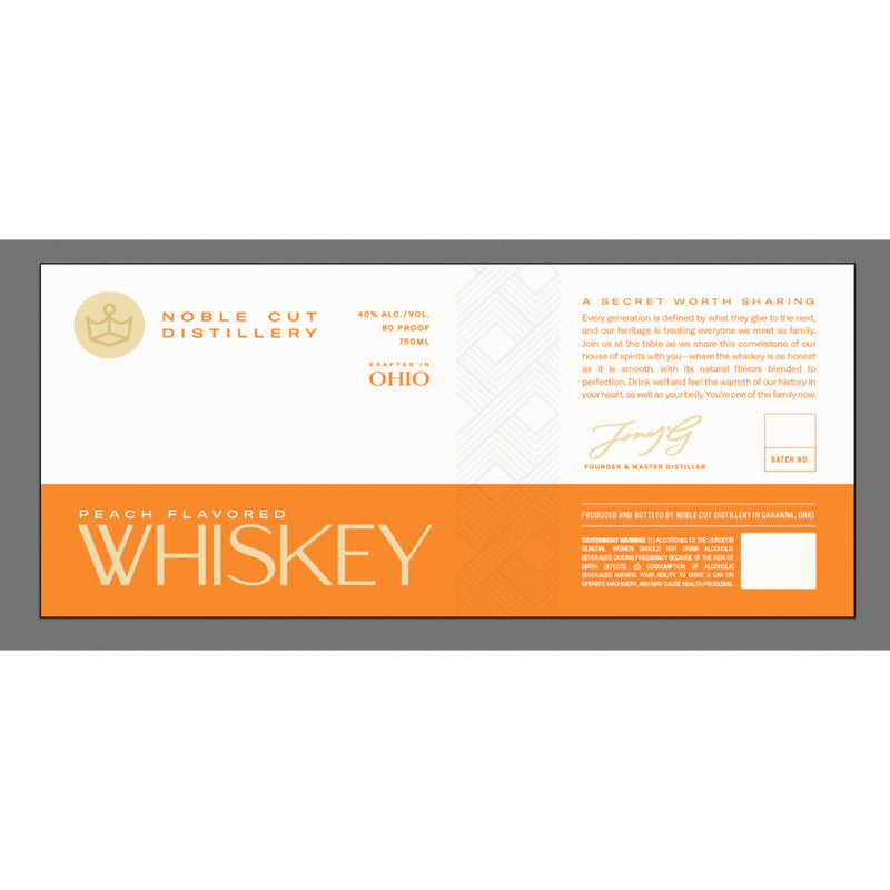Noble Cut Distillery Peach Flavored Whiskey