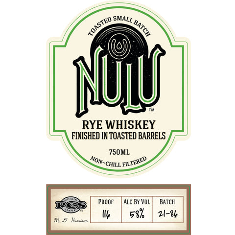 Nulu Rye Whiskey Finished in Toasted Barrels