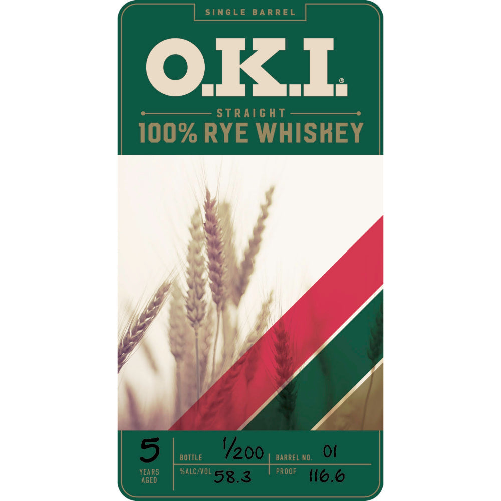 O.K.I. Single Barrel Straight 100% Rye Whiskey