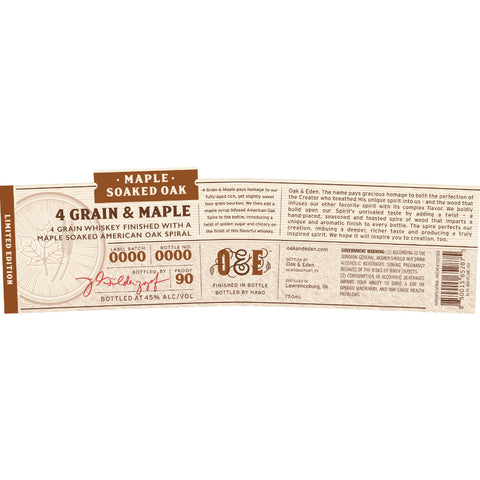 Oak & Eden 4 Grain & Maple Whiskey Limited Edition