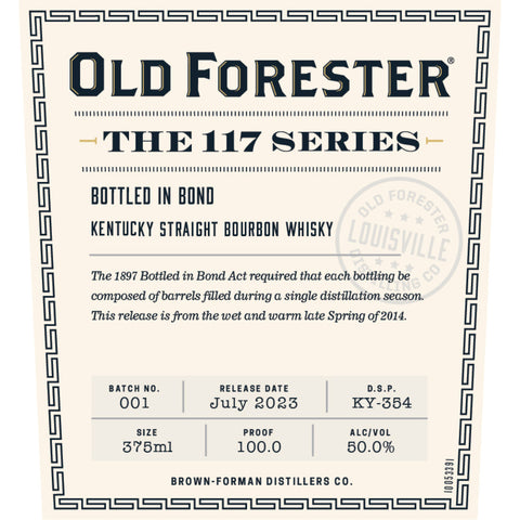 Old Forester 117 Series Bottled in Bond Kentucky Straight Bourbon 2024 Release