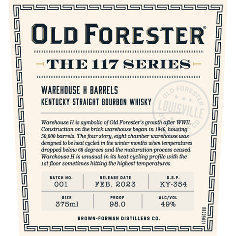 Old Forester 117 Series Warehouse H Kentucky Straight Bourbon