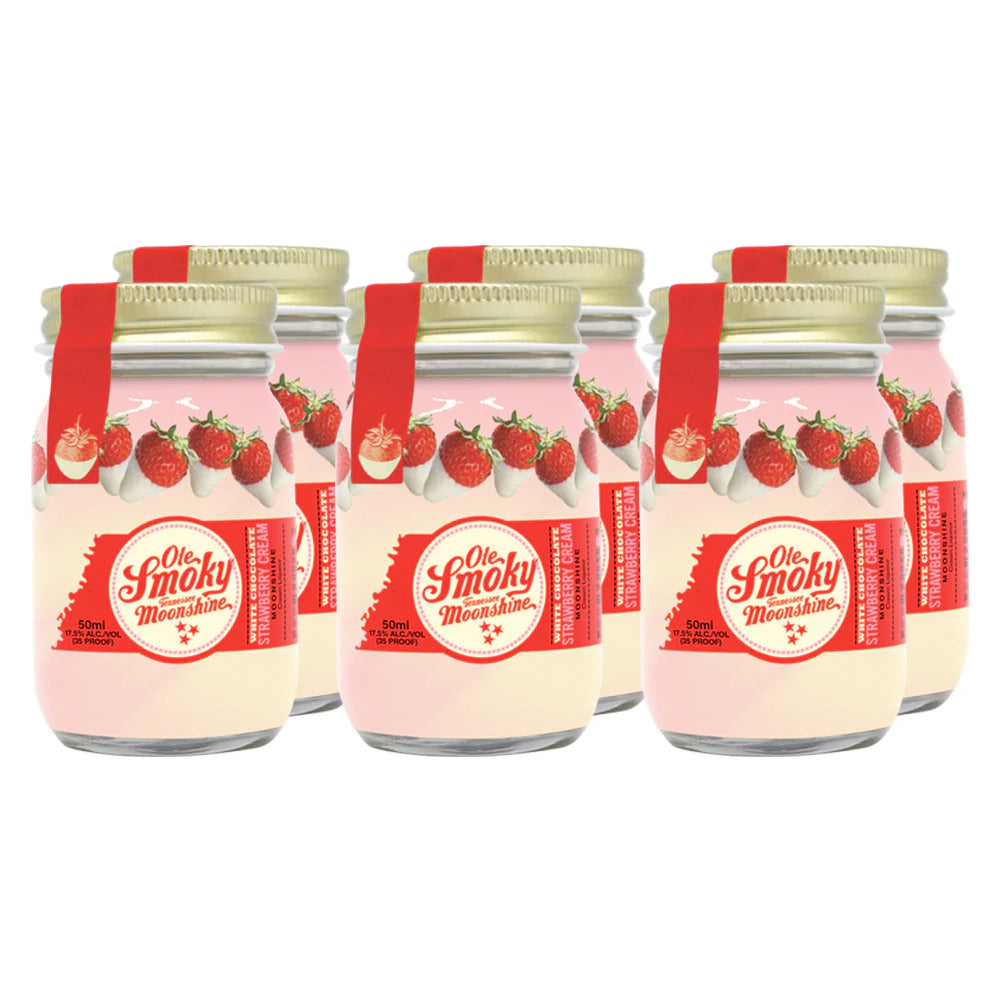 Ole Smoky White Chocolate Strawberry Cream Moonshine 50mL 6pk