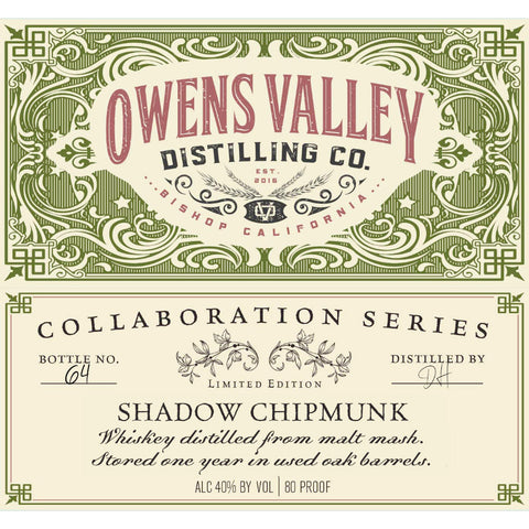 Owens Valley Collaboration Series Shadow Chipmunk Whiskey