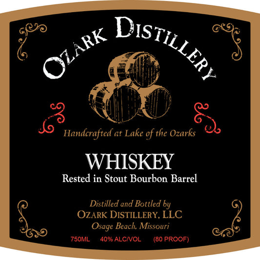 Ozark Distillery Whiskey Rested in Stout Bourbon Barrel