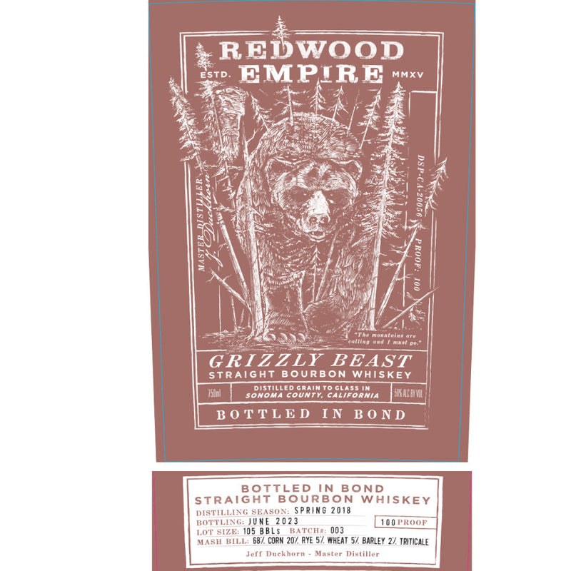 Redwood Empire Grizzly Beast Straight Bourbon Batch 003