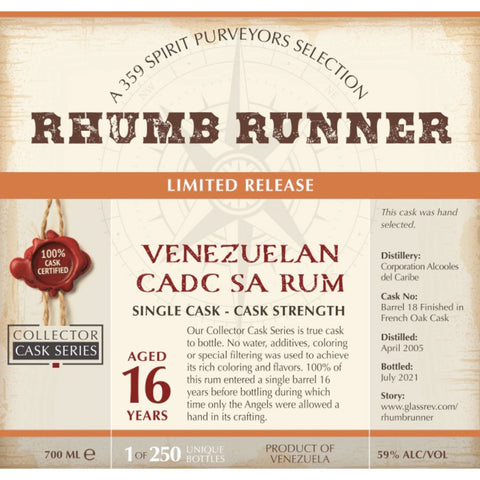Rhumb Runner Limited Release Venezuelan Cadc Sa Rum