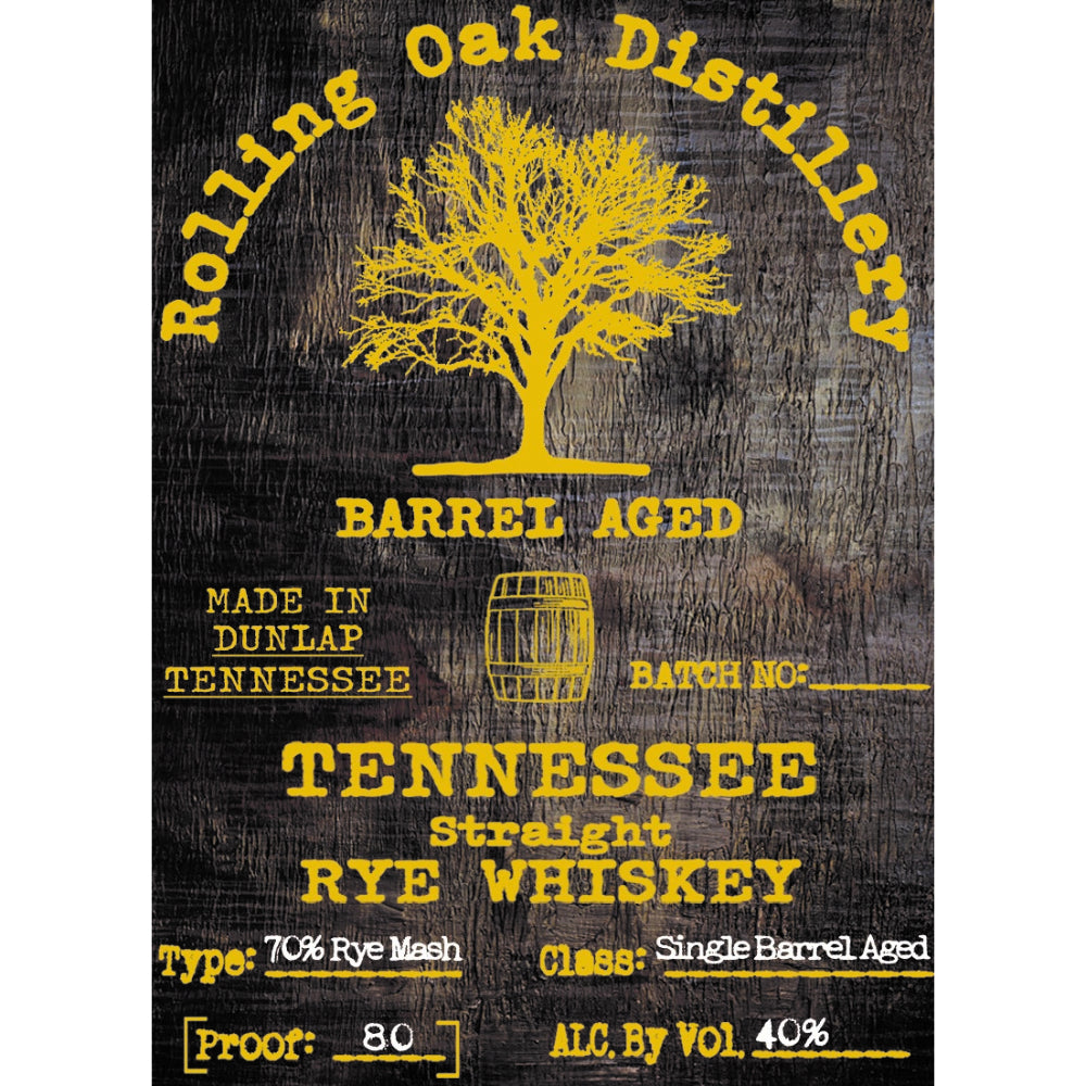 Rolling Oak Distillery Barrel Aged Tennessee Straight Rye